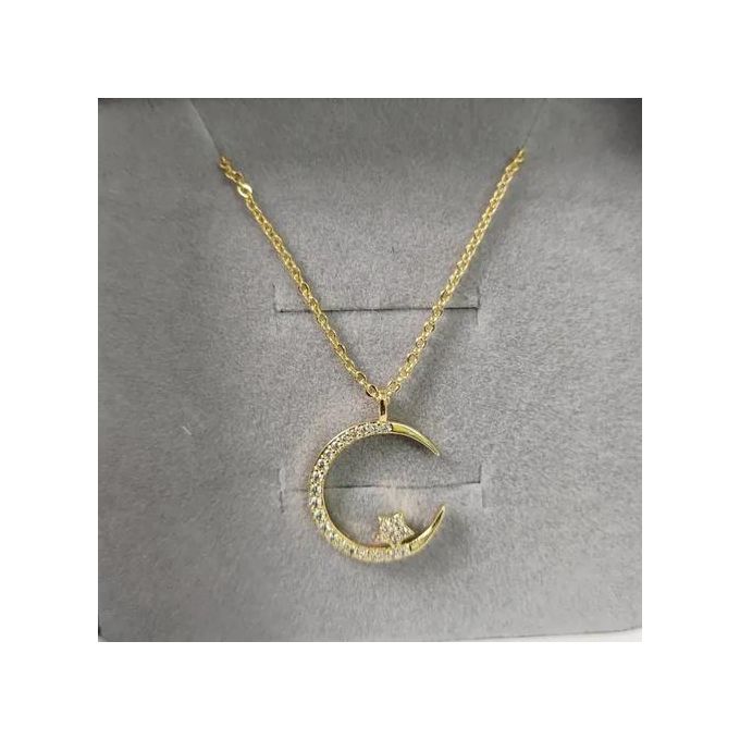 Golden Moon Zircon Necklace - Ultra Sparkling